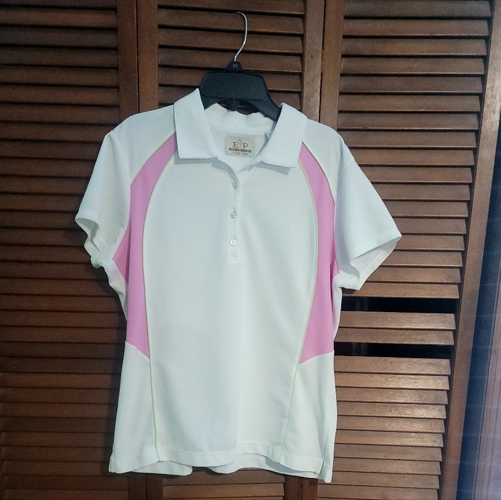 EP Pro White and Pink Button Down Shirt